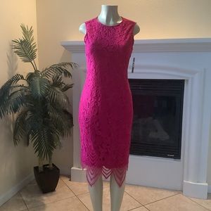 Small, Fuchsia Laced Dress. NWT. #SharaganoNewYork